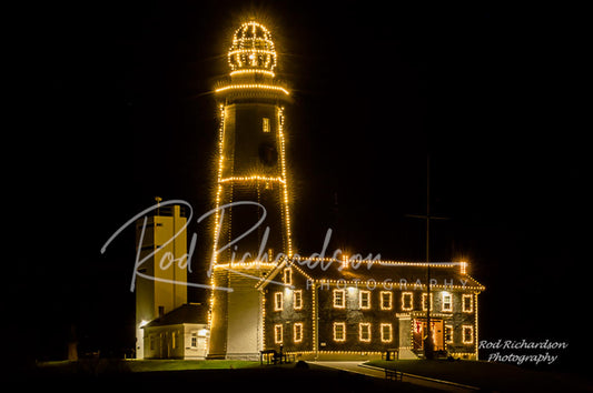 The Iconic Montauk Point Lighthouse Holiday Decorated LIMITED EDITION Metal print