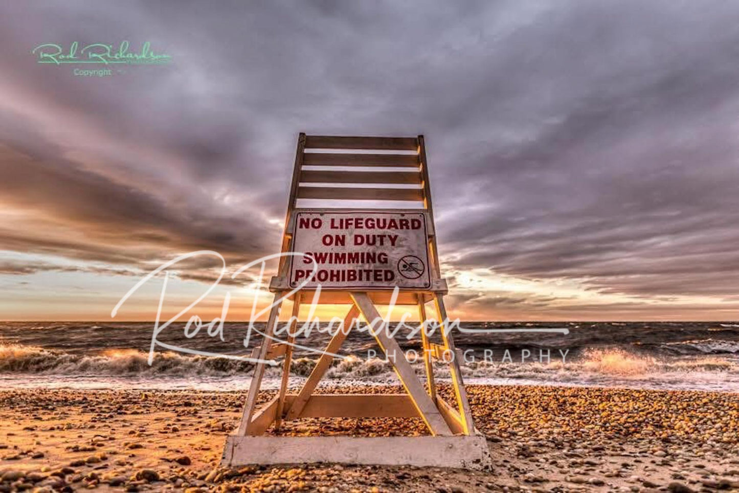 No Swimming Beach Closed Wading River, NY Acrylic Limited Edition
