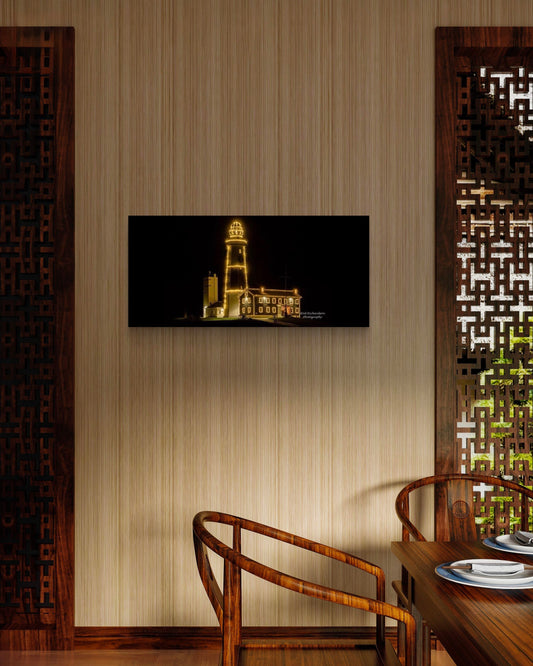 The Iconic Montauk Point Lighthouse Holiday Decorated