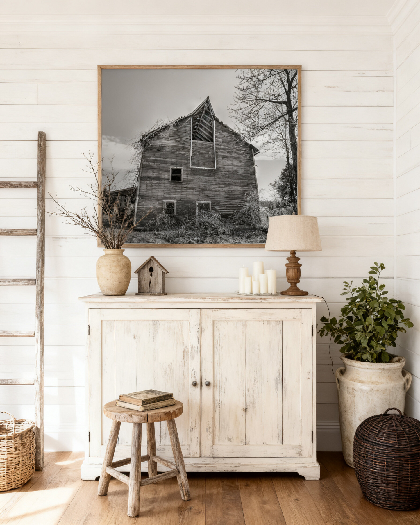Forgotten Barn – Black and White Farm Photography Print – Rustic Rural Wall Art